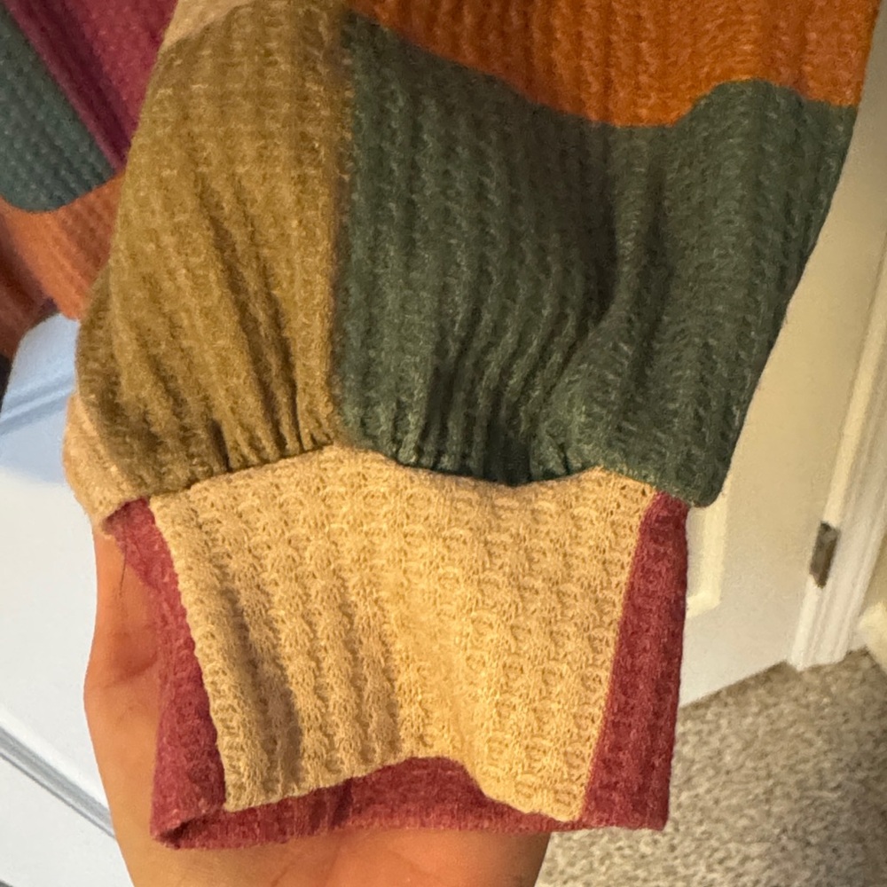 Hopely Colorful Patchwork Women's Waffleknit Top - Picture 3 of 7